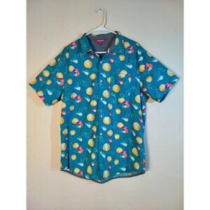 Union Bay Beach Balls and Flamingos Button-up Shirt